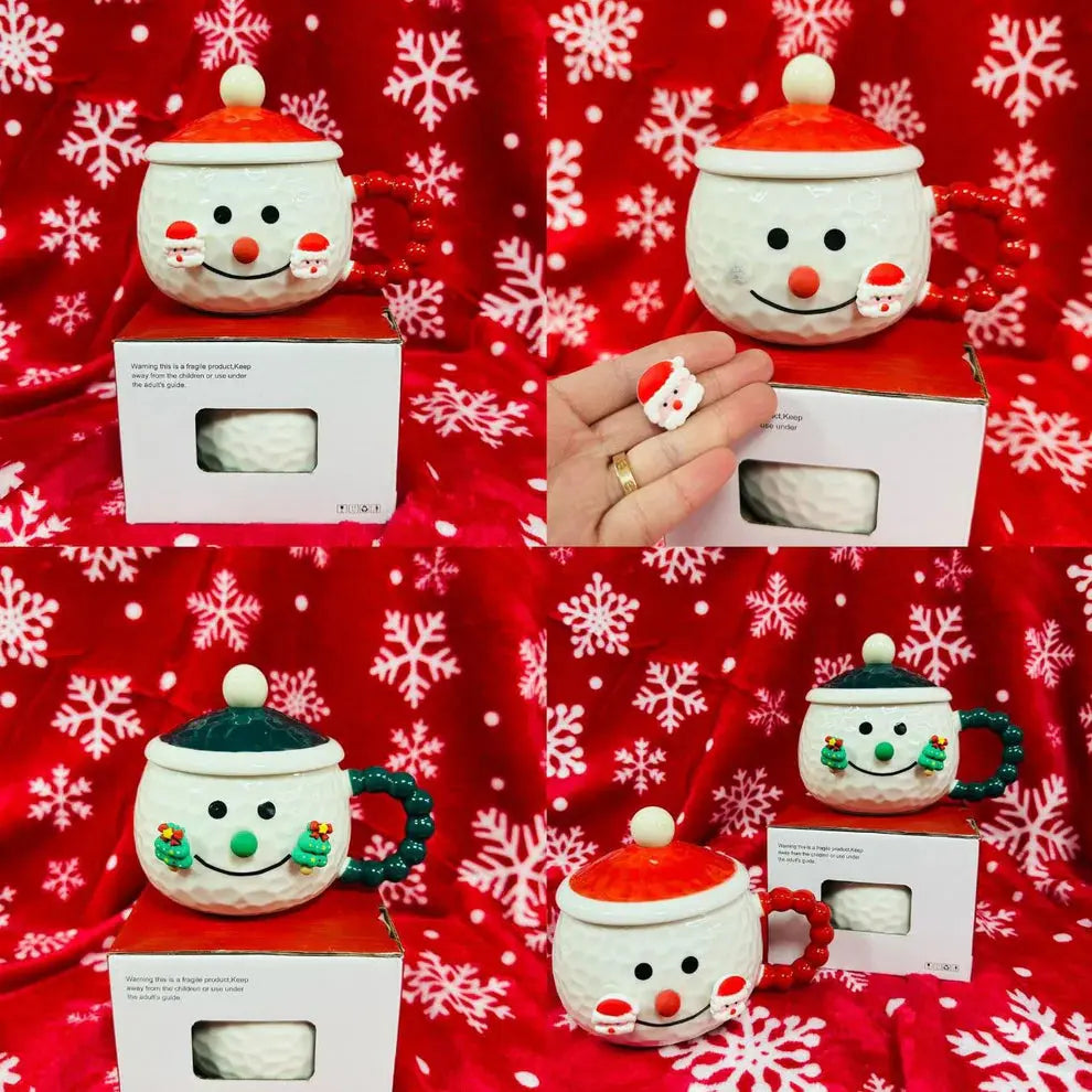 Božićna šalica Snjegović s poklopcem i žlicom – 300 ml KIKY STORE