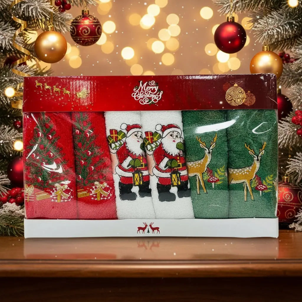 Božićni poklon set – 6 kuhinjskih krpi (35×55 cm, 100% pamuk) KIKY STORE