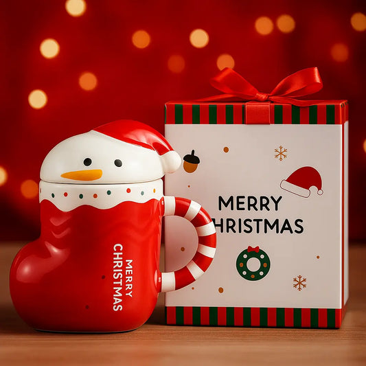 Božićna šalica Snjegović s poklopcem – 300 ml KIKY STORE