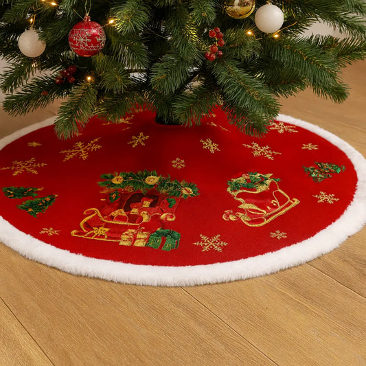 Božićna suknja za bor – Blagdanski motivi (120 cm) KIKY STORE