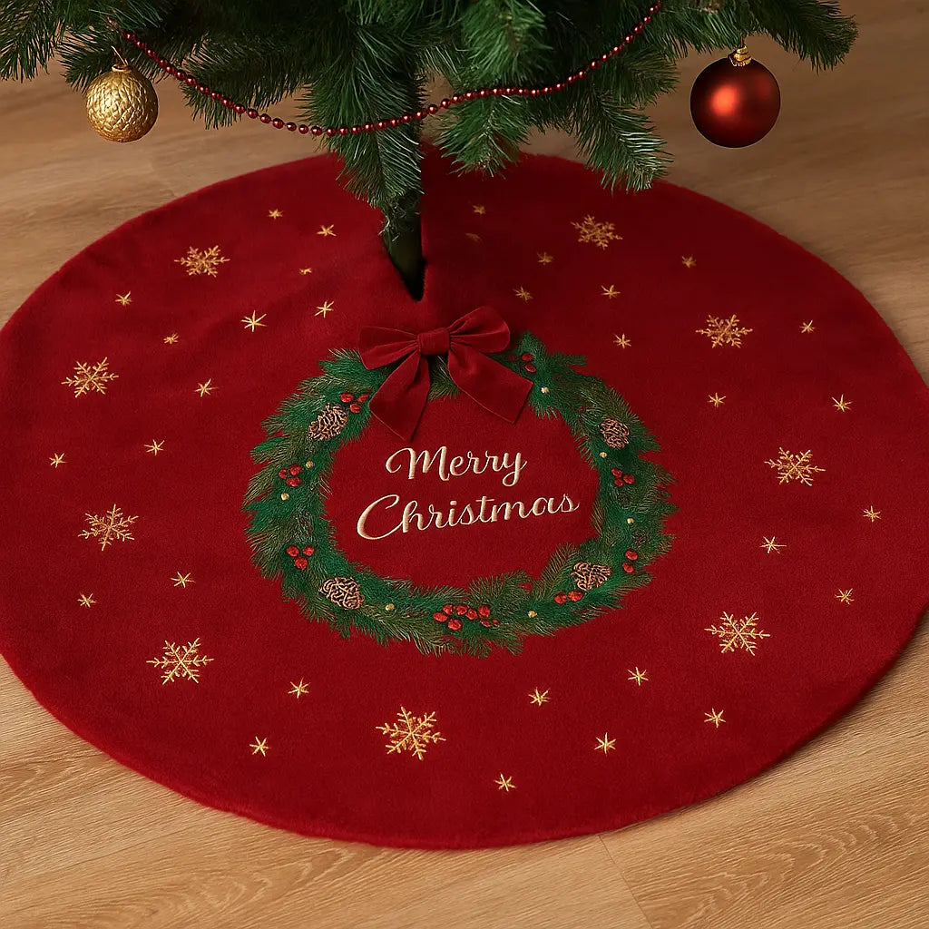 Božićna suknja za bor – Blagdanski motivi (120 cm) KIKY STORE