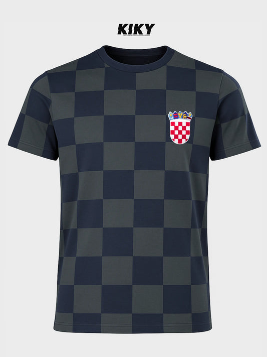 Pamučna Hrvatska majica – crveno‑bijele kockice Kiky Store