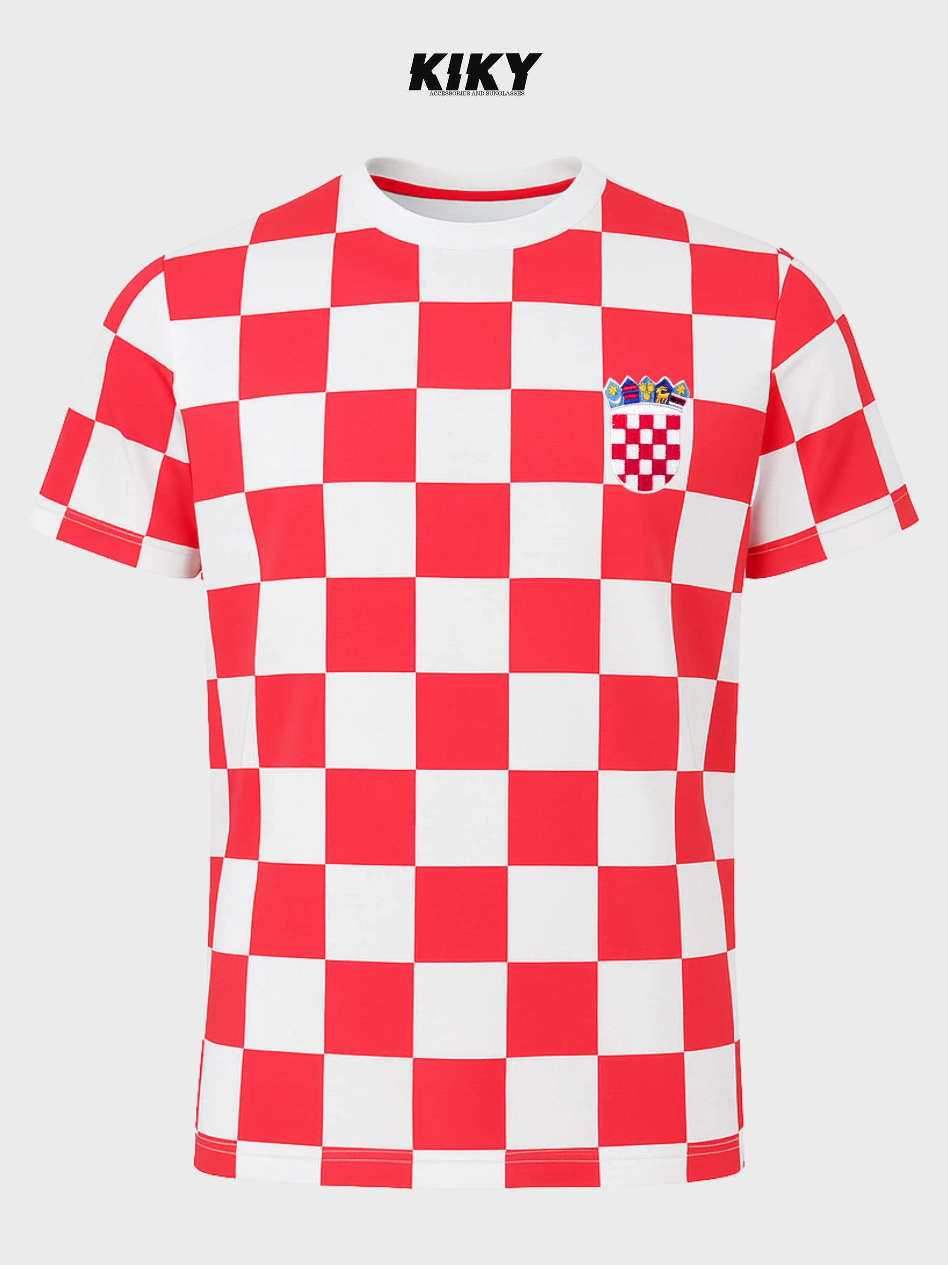 Pamučna Hrvatska majica – crveno‑bijele kockice Kiky Store