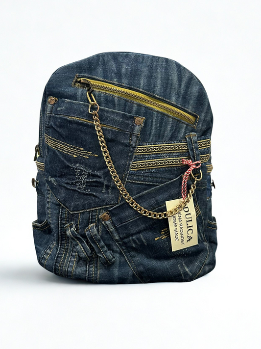 Unikatni Denim Ruksak – Golden Chain KIKY STORE