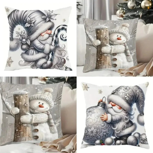 Set od 4 božićne jastučnice – Sive 45×45 cm KIKY STORE
