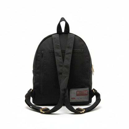 Crni denim ruksak s elegantnim zlatnim detaljima – ručni rad KIKY STORE