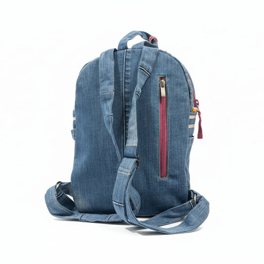 Denim ruksak “Blue Jeans Pink” – ručni rad KIKY STORE