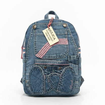 Denim ruksak “Blue Jeans Pink” – ručni rad KIKY STORE