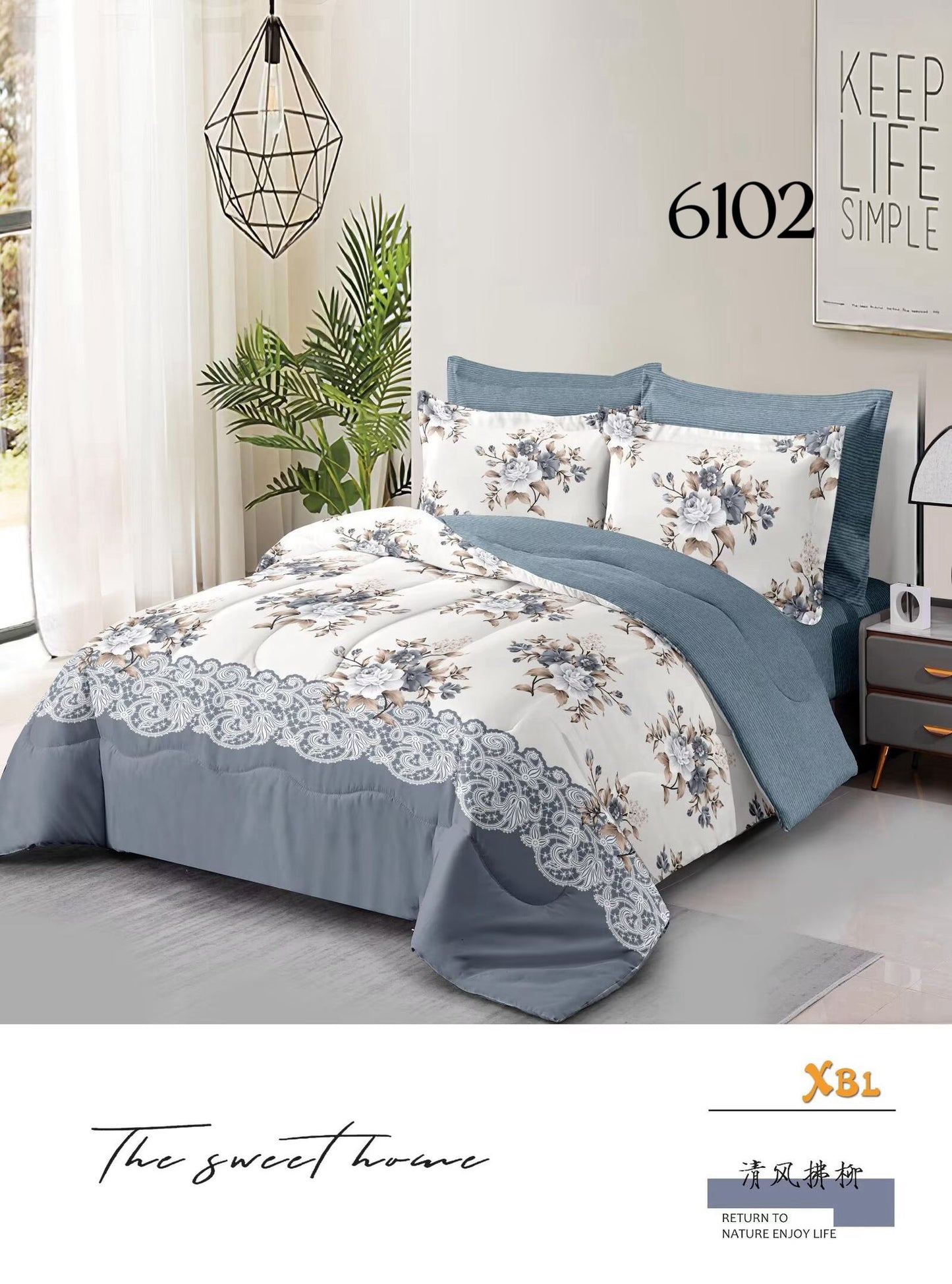 Posteljina Blue Lace Garden (6 dijelova) KIKY STORE