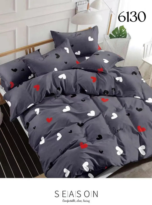 Posteljina Grey Love Hearts (6 dijelova)