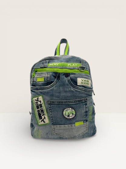 Denim Unikatni Ruksak „Neon Urban“ – Ručni Rad