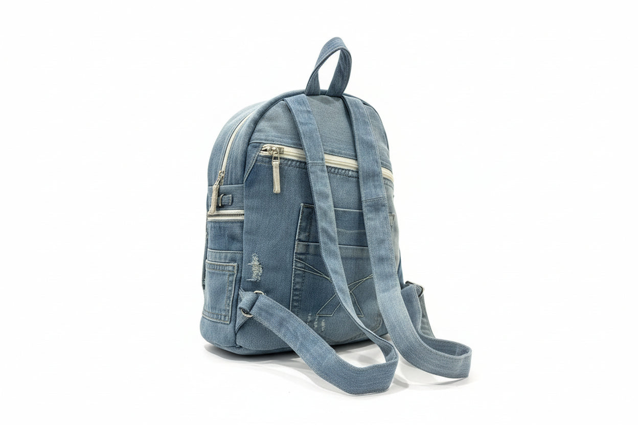 Ruksak od recikliranog trapera „Reborn denim KIKY STORE