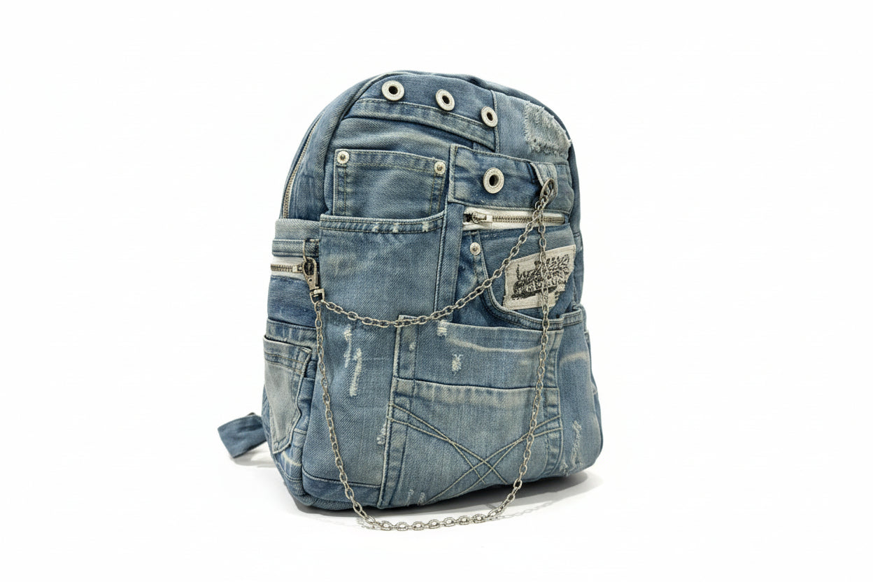 Ruksak od recikliranog trapera „Reborn denim KIKY STORE