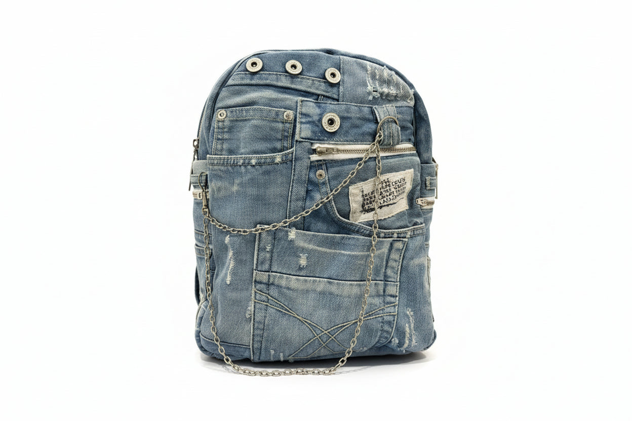 Ruksak od recikliranog trapera „Reborn denim KIKY STORE