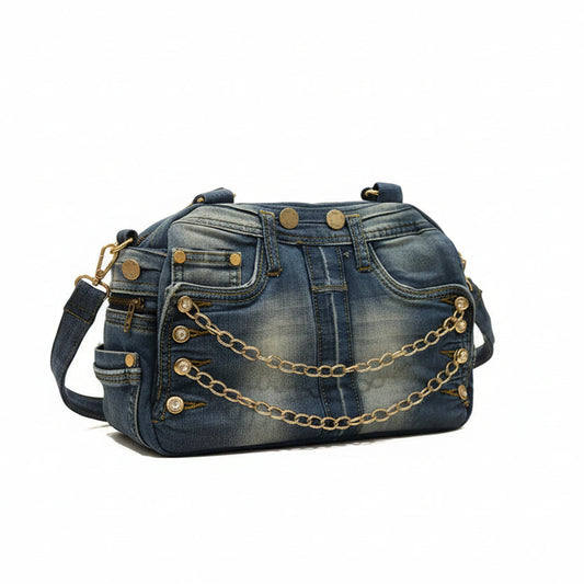 Torba od recikliranog trapera „Denim Chain Artisan“ KIKY STORE