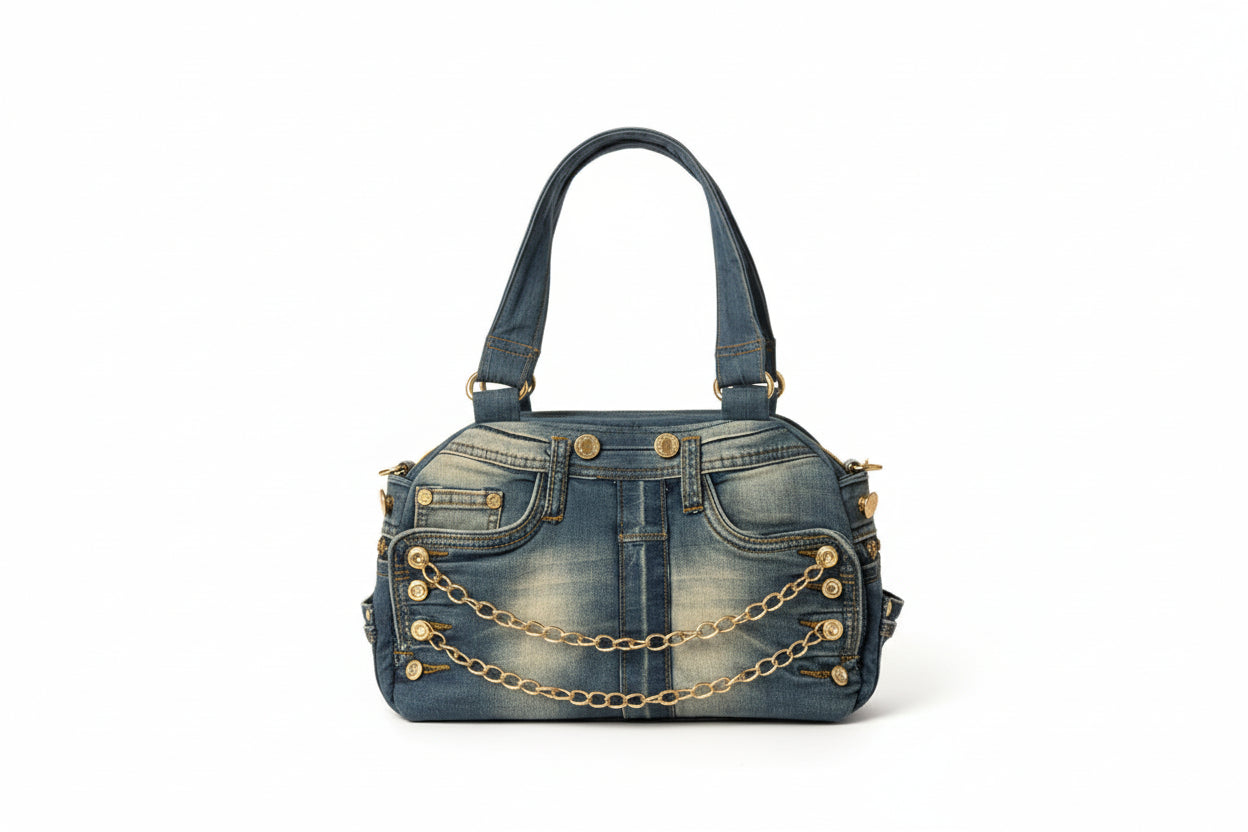 Torba od recikliranog trapera „Denim Chain Artisan“ KIKY STORE