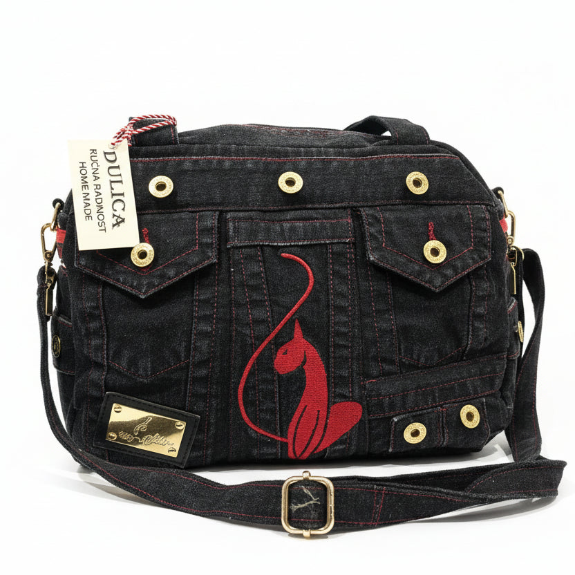 Denim torba “Crni Jeans & Crveni detalji KIKY STORE