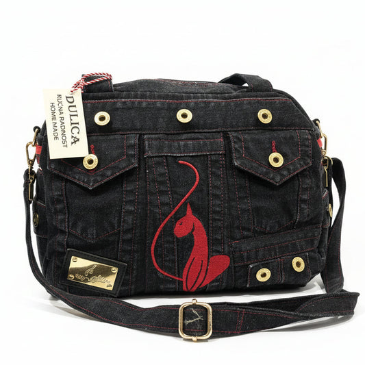 Denim torba “Crni Jeans & Crveni detalji KIKY STORE