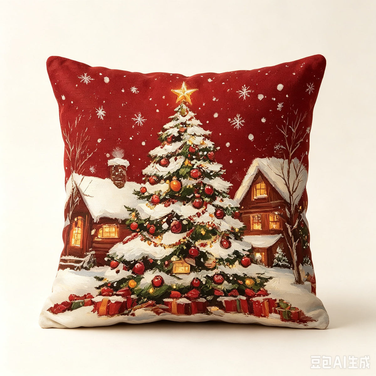 Božićne crvene jastučnice 45 × 45 cm – Božićno drvce