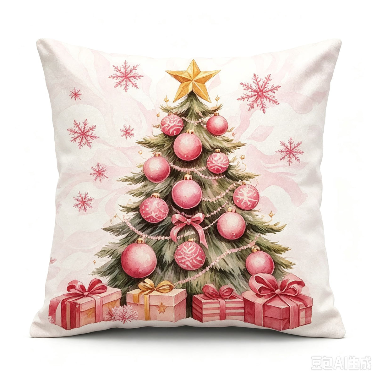 Božićne jastučnice Ružičasta čarolija 45 × 45 cm – Božićno drvce