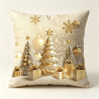 Božićne jastučnice Zlatna bajka 45 × 45 cm – Božićno drvce