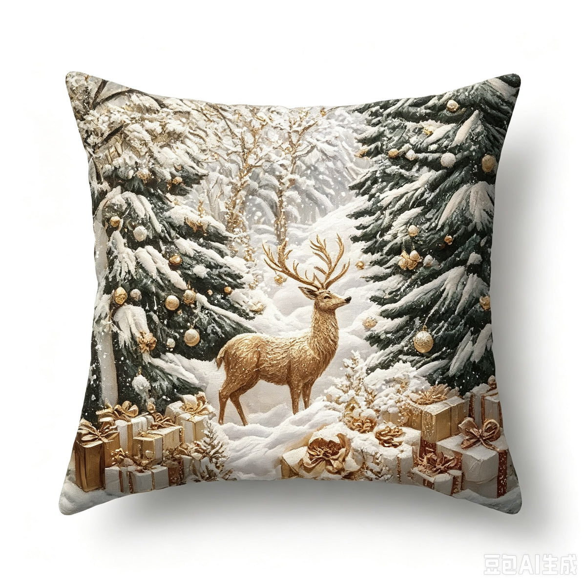 Božićne jastučnice Snježna šuma 45 × 45 cm – Jelen