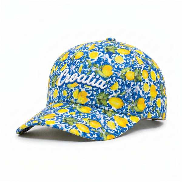 Croatia Tile Print Baseball Kapa - Lemon Blue Tile