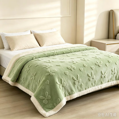 Deka Mašna s krznenom podstavom 200 × 230 cm – zelena