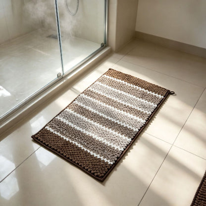 Meki korak shaggy kupaonski tepih 45 × 75 cm – Smeđa s uzorkom