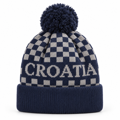 Navijačka zimska kapa – 01 – Tamnoplava CROATIA s pomponom