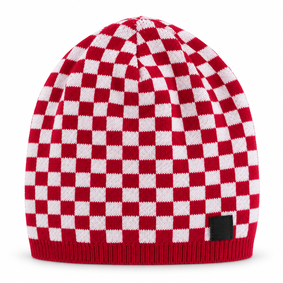 Navijačka zimska kapa – 03 – Crveno-bijele sitne kockice