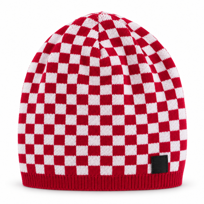 Navijačka zimska kapa – 03 – Crveno-bijele sitne kockice