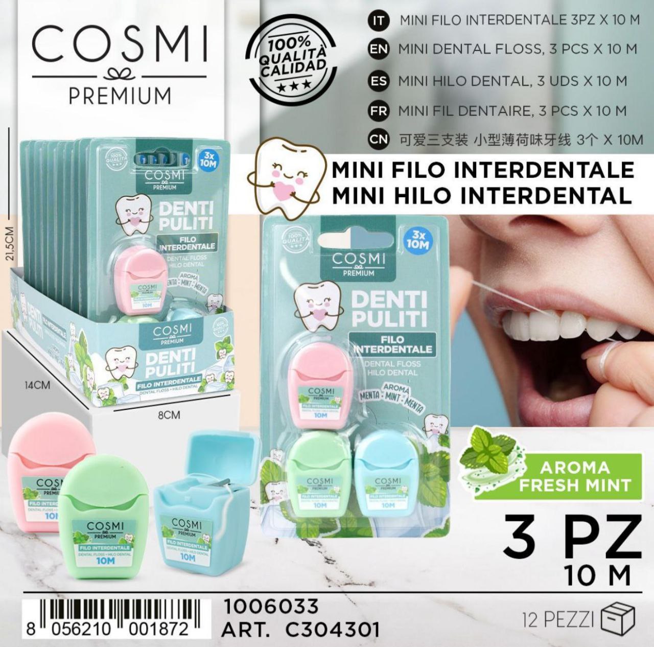 Mint Floss – mini zubni konac, 3 × 10 m – prikaz 1