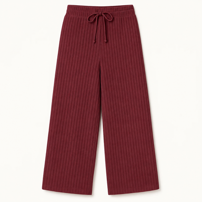 Pamučne rebraste culotte hlače – bordo crvena