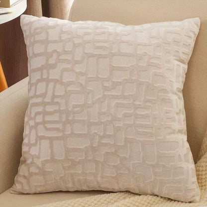 Plišana 3D jastučnica Kamen 45 × 45 cm – Bijela