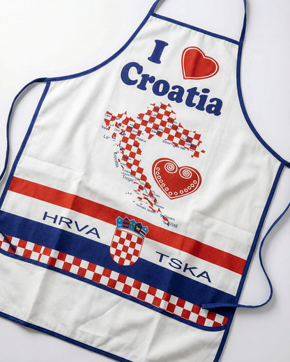 Croatia pregača Model 1 – I Love Croatia, bijela s kartom Hrvatske