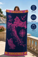 HR Ručnik Model 07 – rozo plavi Croatia