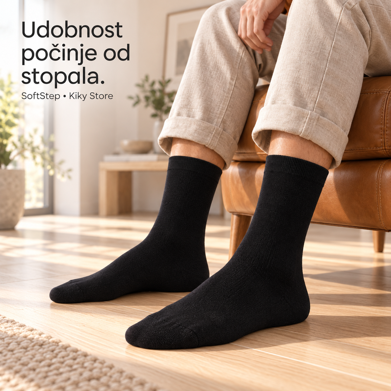 Crne SoftStep čarape bez stezne gumice na nogama
