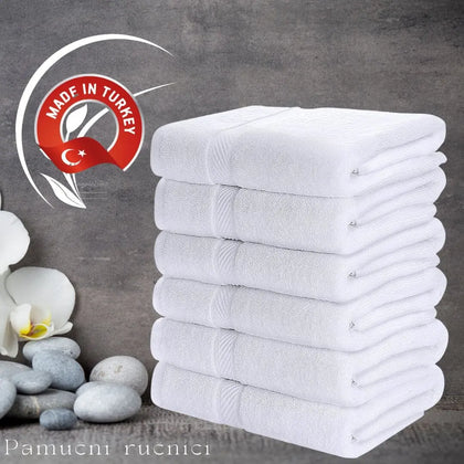 Bijeli Pamučni ručnici KIKY STORE 140x70 cm / 6 komada 